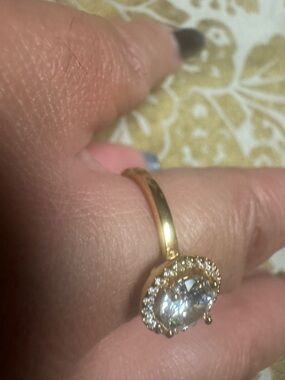 Classic Gold Halo Ring with Clear Center Stone